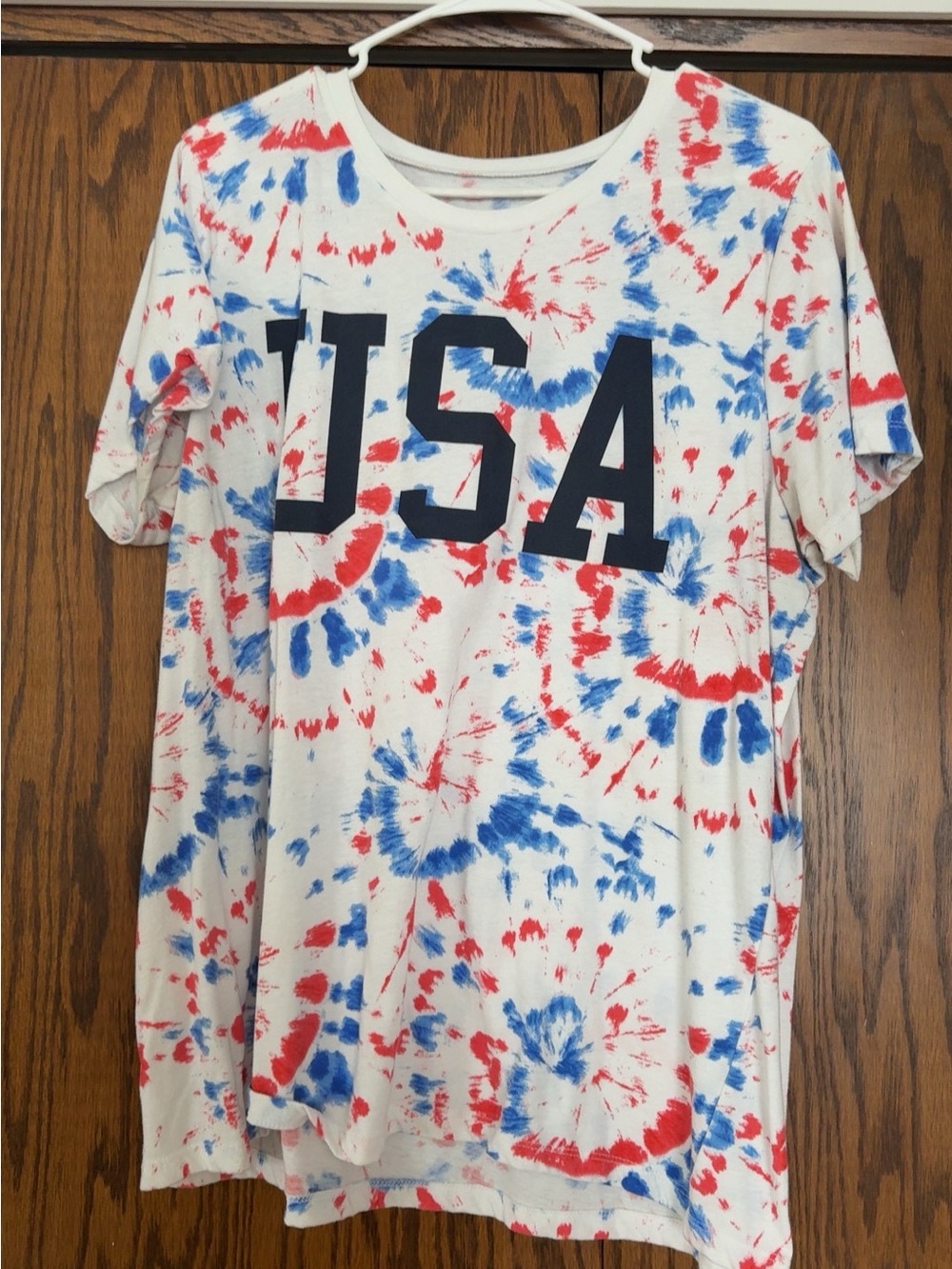 USA Tie-Dye Graphic Tee - Red & Blue on White